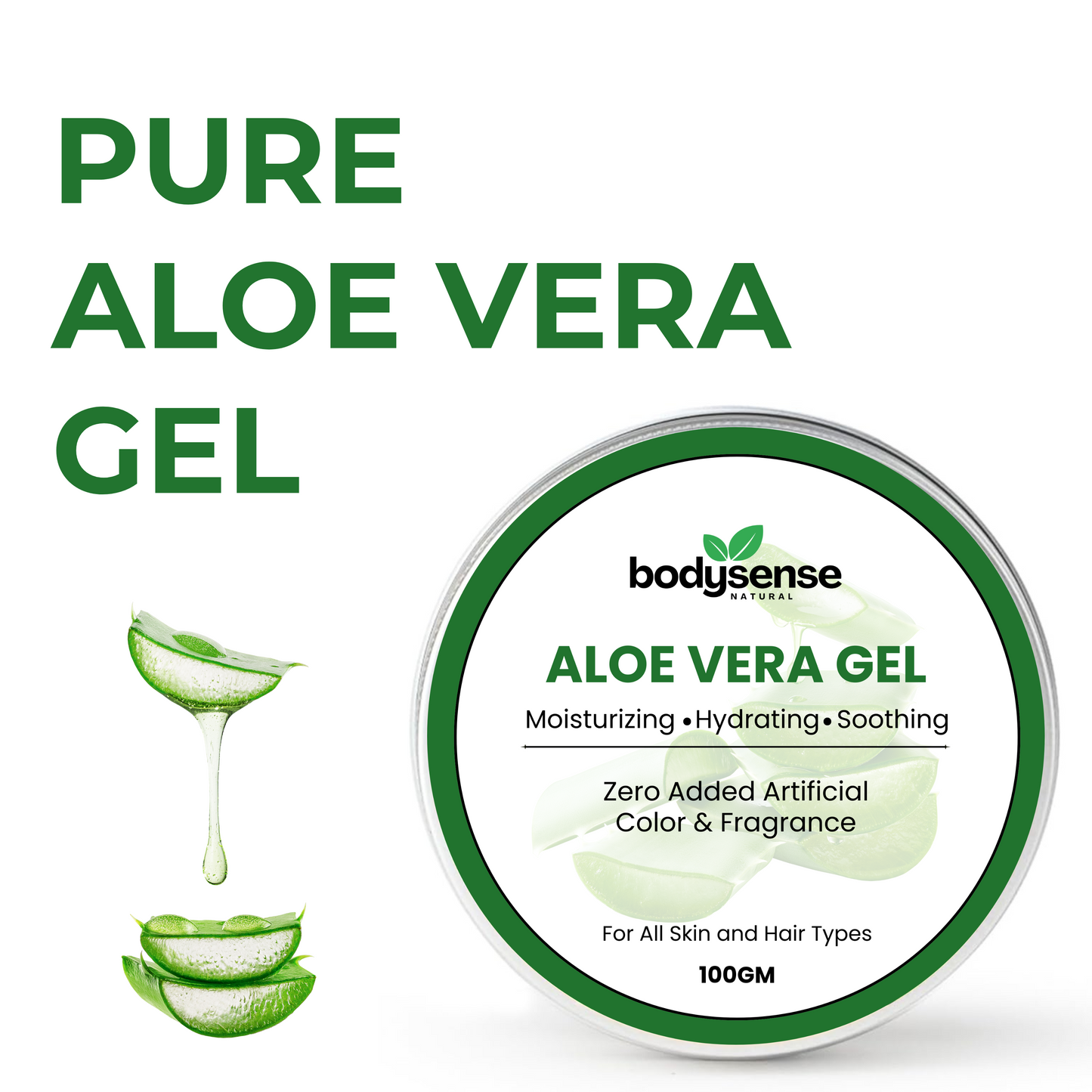 Pure Aloe Vera Gel -Moisturizing & Hydrating Gel for All Skin & Hair types