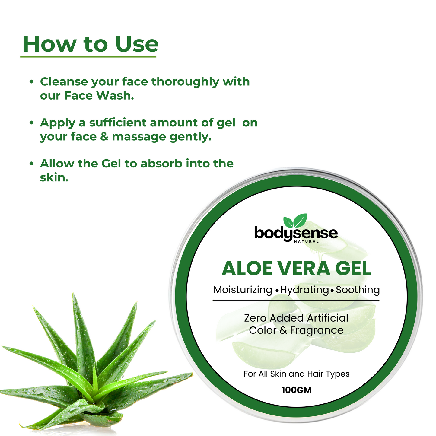 Pure Aloe Vera Gel -Moisturizing & Hydrating Gel for All Skin & Hair types